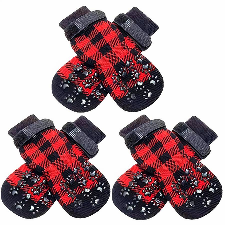 Chaussons antidérapantes carreaux pour chien