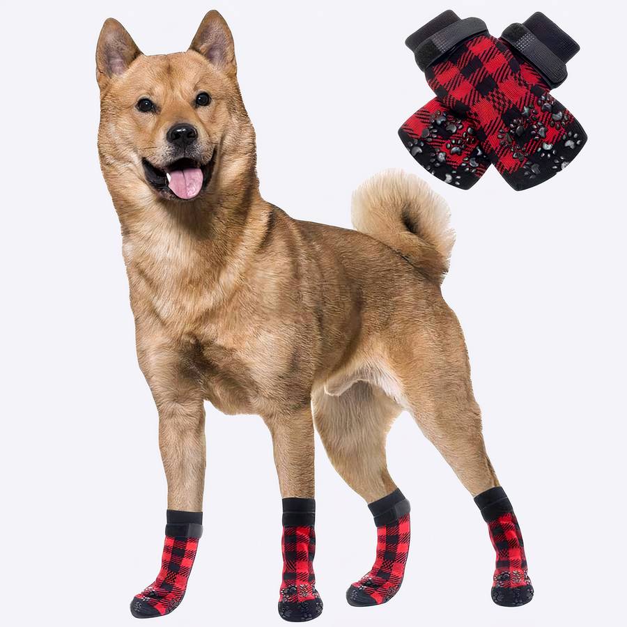 Chaussons antidérapantes carreaux pour chien
