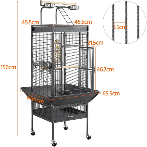 Cage à oiseaux volière - 46l x 36l x 100h cm