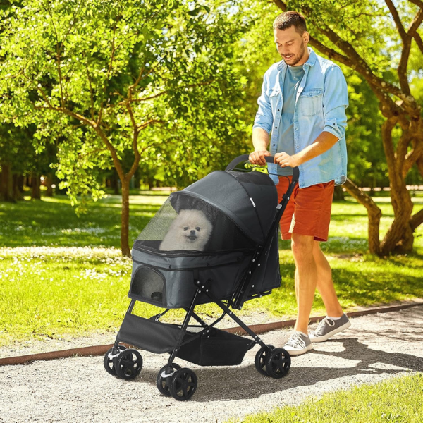 Poussette pour Chien - 4 Roues Pivotantes