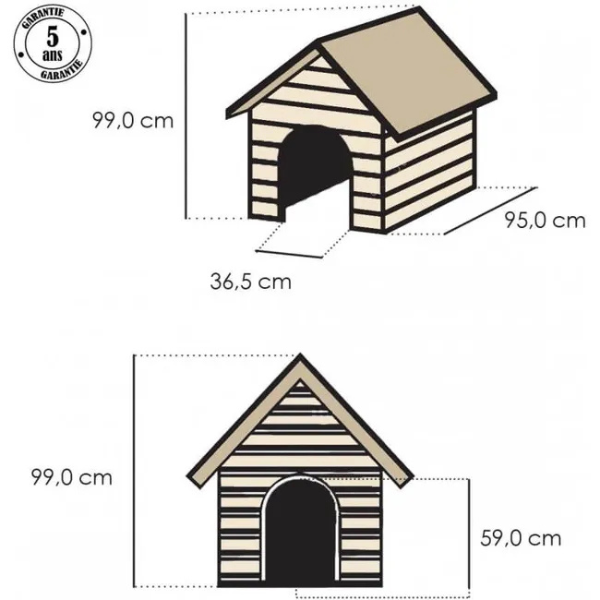 Niche pour Chien en Plastique Beige et Marron 99 x 95 x 99cm