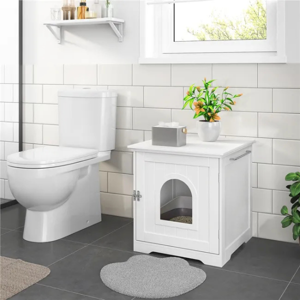 Maison De Toilette Pour Chats Avec Porte 50x53x55cm Meuble à Litière