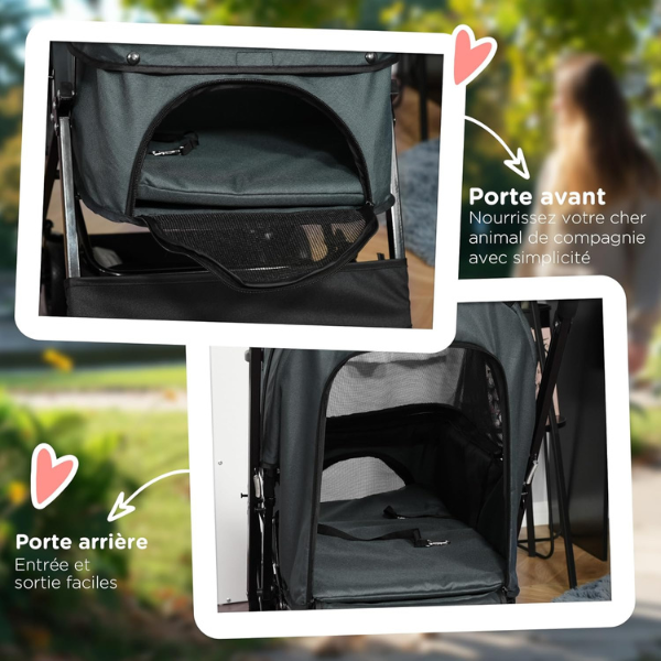 Poussette pour Chien - 4 Roues Pivotantes