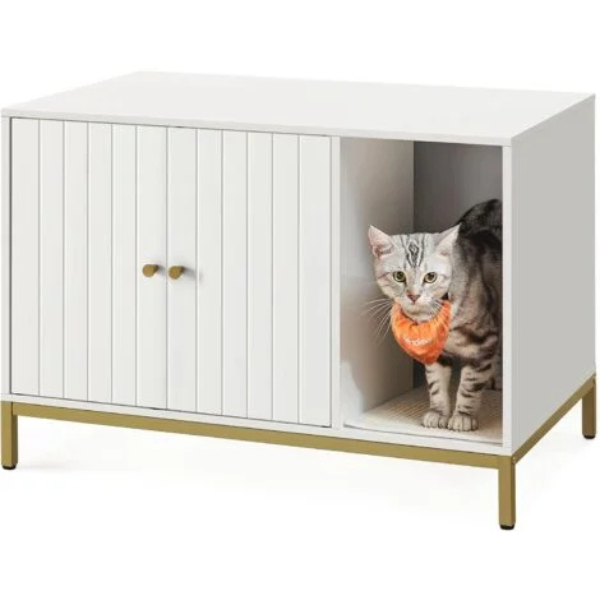 Maison de Toilettes pour Chat Blanc