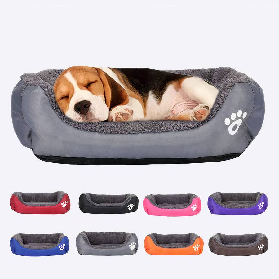 Panier rectangulaire en coton motif patte pour chien XXL