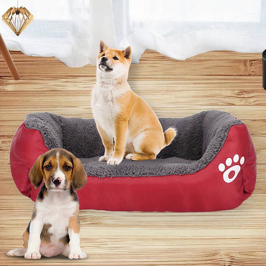 Panier rectangulaire en coton motif patte pour chien XXL