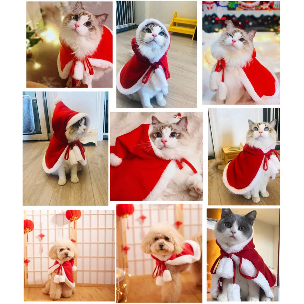 Déguisement pour chat - Cape Père Noël