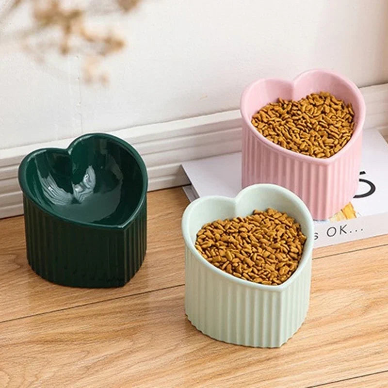 Gamelle surélevée en céramique pour chien et chat : Edition cœurs