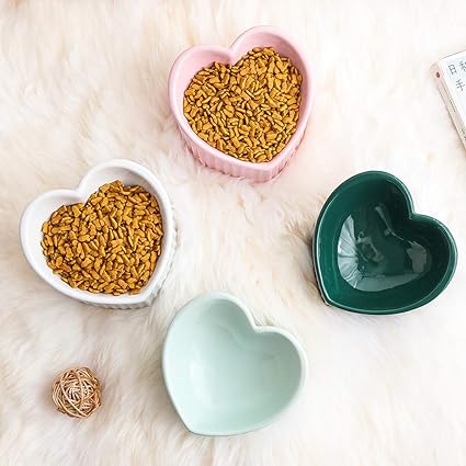 Gamelle surélevée en céramique pour chien et chat : Edition cœurs