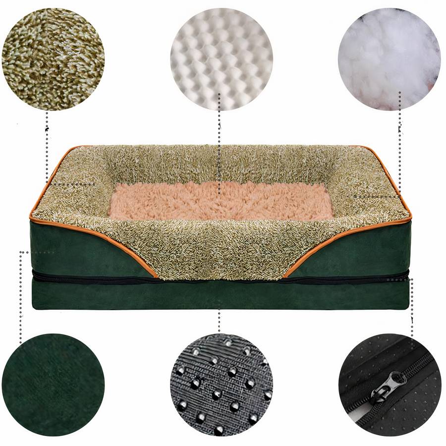 Canapé pour chien vert et beige élégant