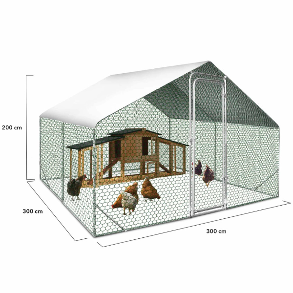 Enclos Poulailler 9 m² Parc Grillagé 3x3 M Acier Galvanisé