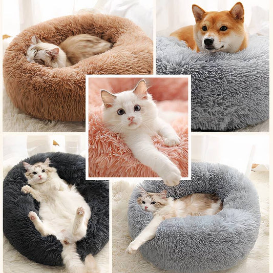 Panier rond en peluche pour chien XXL