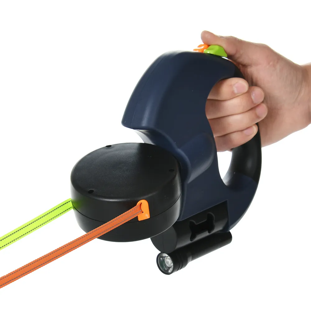 Laisse rétractable double avec lumière